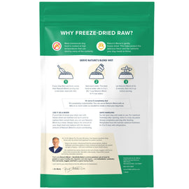 Back Label of Dr Marty Nature's Blend Sensitivity Select Freeze Dried Raw Dog Food (48 oz)