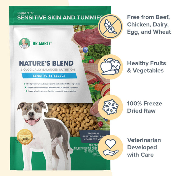 Food Benefits of Dr Marty Nature's Blend Sensitivity Select Freeze Dried Raw Dog Food 