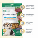Dr. Marty's Nature's Blend dog food package with features listed on a white background