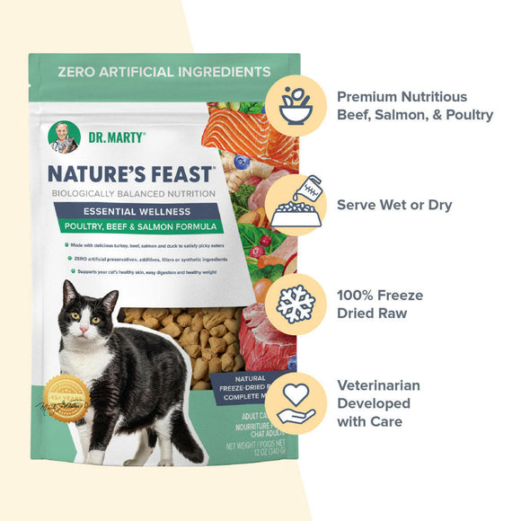 Food benefits of Dr. Marty Nature's Feast Blend Freeze Dried Raw Cat Food