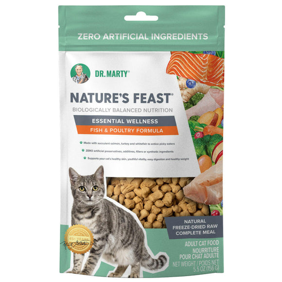 Dr. Marty Nature's Feast Essential Wellness Fish & Poultry Freeze Dried Raw Cat Food - 5.5oz