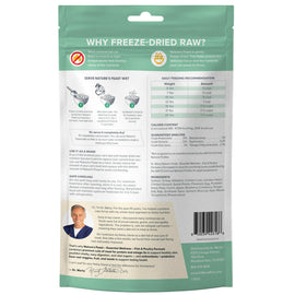 Back label of Dr. Marty Nature's Feast Essential Wellness Fish & Poultry Freeze Dried Raw Cat Food