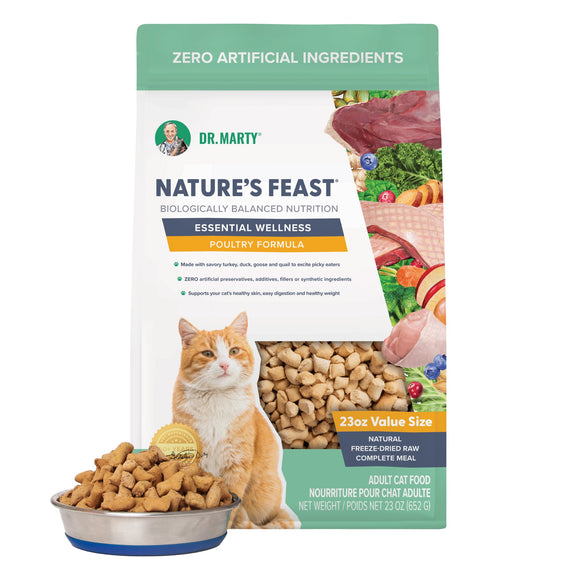 Dr. Marty Nature’s Feast Essential Wellness Poultry Freeze Dried Raw Cat Food - 23-oz bag - Cat Food 6