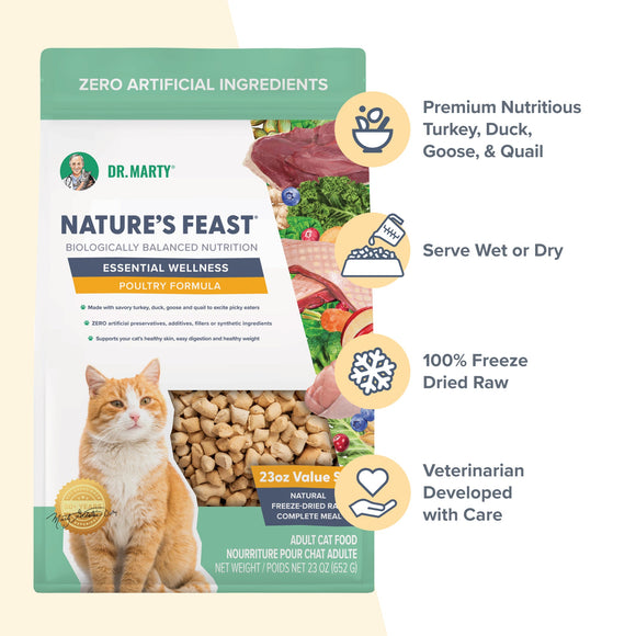 Dr. Marty Nature’s Feast Essential Wellness Poultry Freeze Dried Raw Cat Food - Cat Food 8
