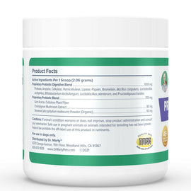 Back label of Dr. Marty ProPower Plus Canine Digestive Support Powder