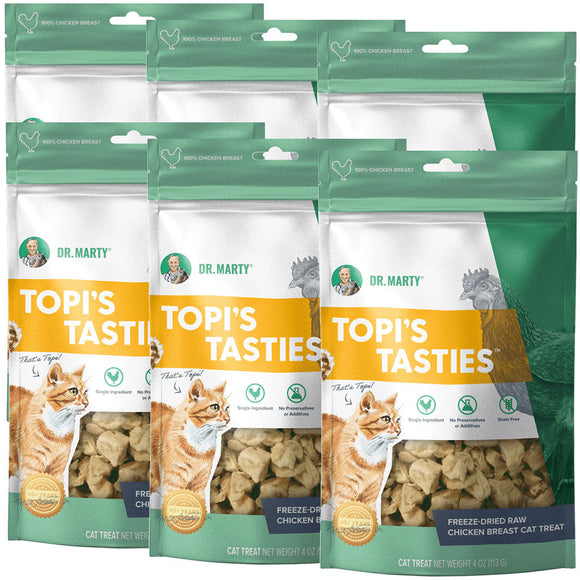 Dr. Marty Topi's Tasties Freeze-Dried Raw Chicken Breast Cat Treats - 24oz (4oz*6) 6-pack
