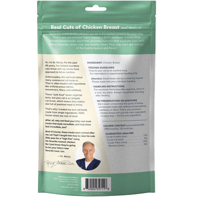 Back Label of Dr. Marty Topi's Tasties Freeze-Dried Raw Chicken Breast Cat Treats