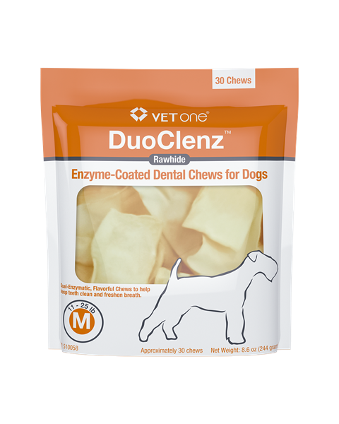 DuoClenz Enzyme-Coated Rawhide Dental Chews for Dogs - Medium Dogs 12-25 lbs / 30 Chews - Dog Dental Care 2