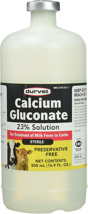 Durvet Calcium Gluconate 23% Solution 500mL - Pet Medicine 1