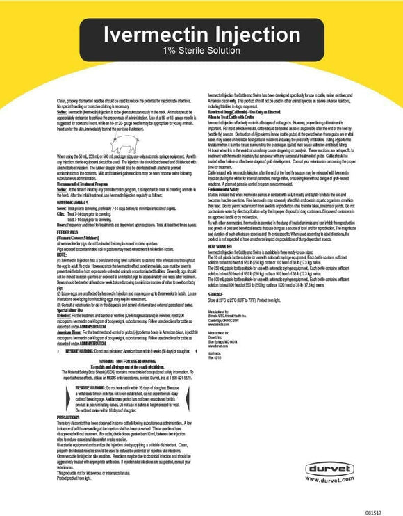 Durvet Ivermectin Injection 1% for Cattles and Swines - Farm Animal Health & Wellness 5