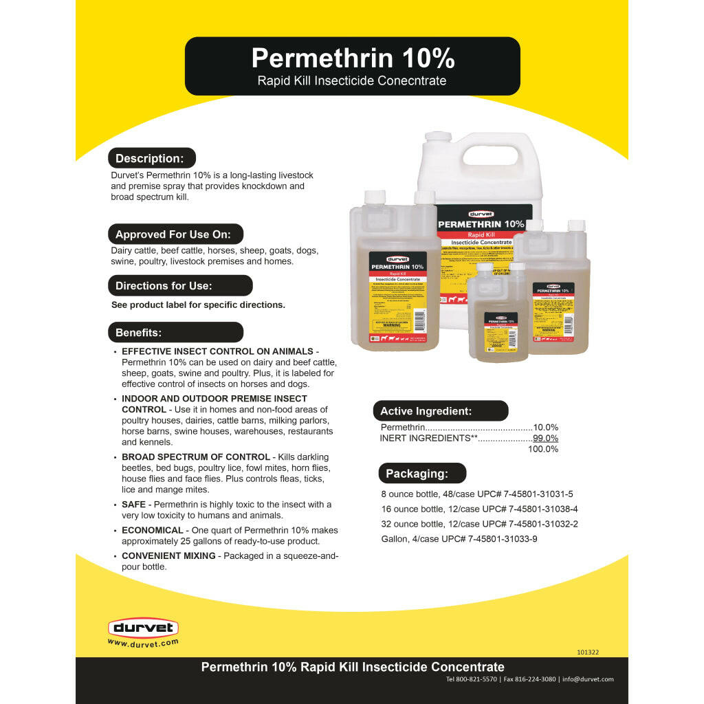 Permethrin Cs Durvet Permethrin 10% Insecticide for Livestock Premises