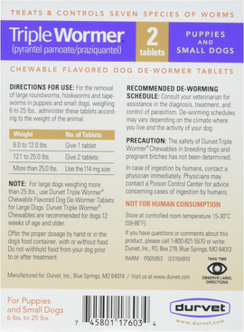 Durvet Triple Wormer For Puppies/Small Dogs - Dog Health Care & Wellness 2