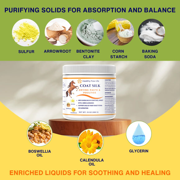Healthy Paw Life Coat Silk Drying Paste & Poultice for Horse, 10-oz