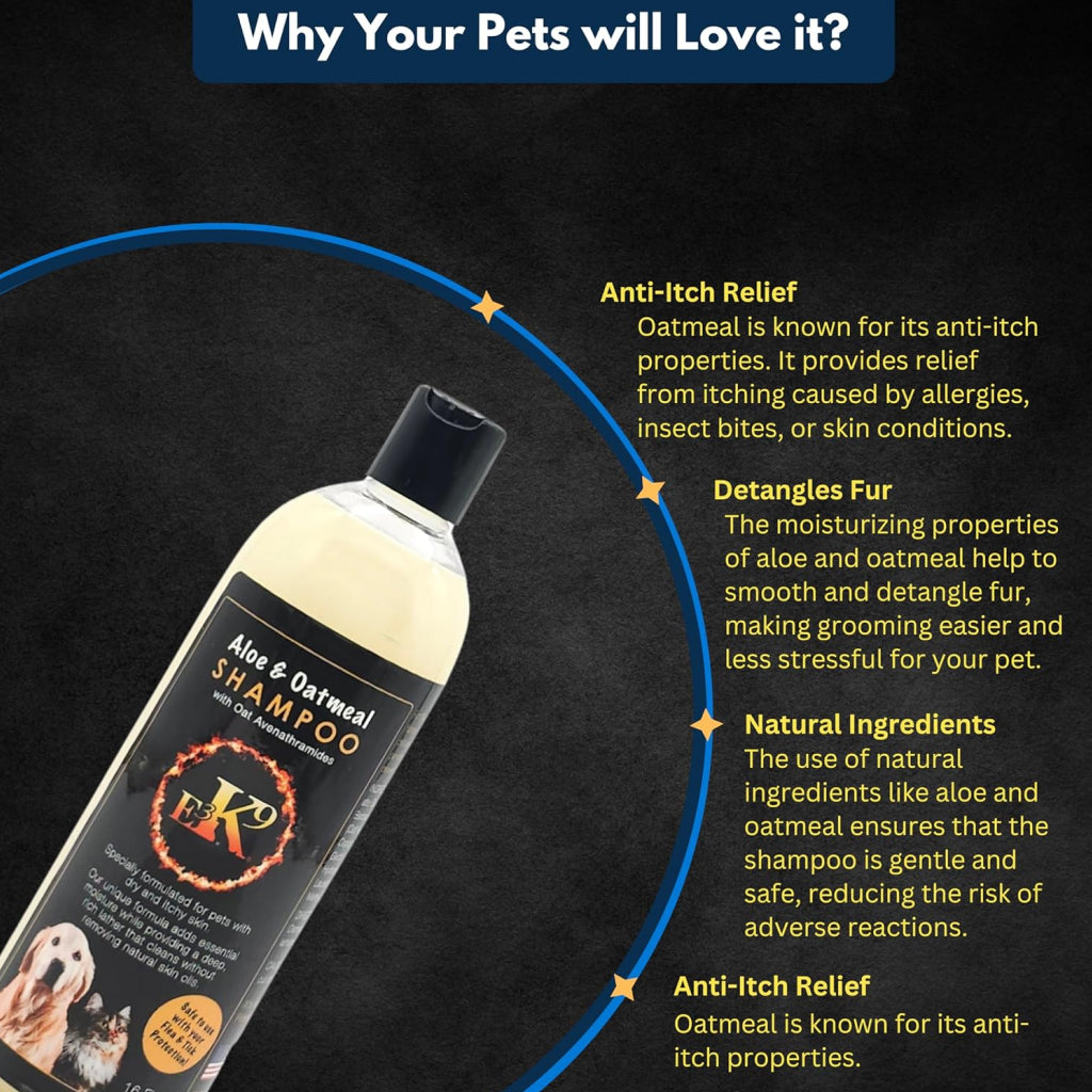 E3 K9 Aloe & Oatmeal Shampoo for Dogs (16 oz)