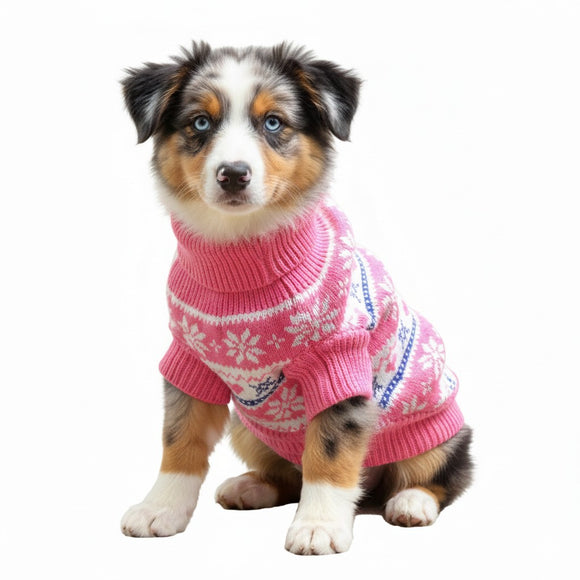 Doggie Design Combed Cotton Snowflake & Hearts Sweater for Dogs & Cats