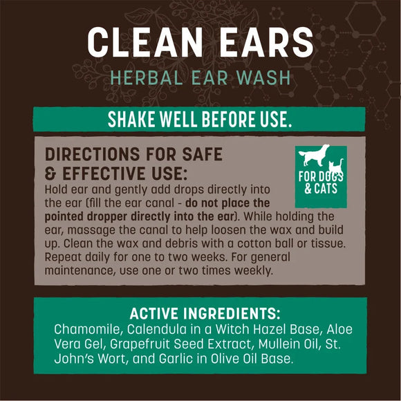 Earth Animal Clean Ears Herbal Ear Wash for Dogs & Cats 4-oz - Dog Health Care & Wellness 3
