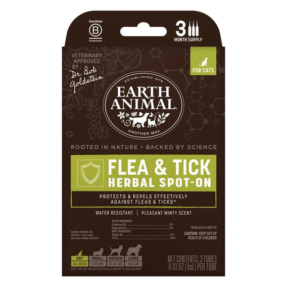 Earth Animal Flea & Tick Herbal Spot-On for Cats 3-count - Dog Health Care & Wellness 1