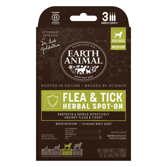 Earth Animal Flea & Tick Herbal Spot-On for Dogs 3-count - Medium Dogs - Dog Health Care & Wellness 2