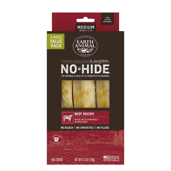 Earth Animal No-Hide Beef Recipe Dog Treats - Medium - Rolls / 3-count - Dog Treats 12