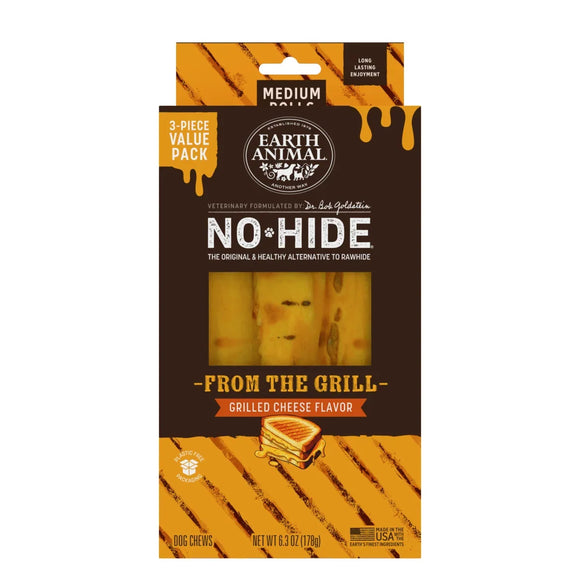 Earth Animal No-Hide From The Grill Grilled Cheese Flavor Dog Treats - Medium - Rolls / 3-count - Dog Treats 3