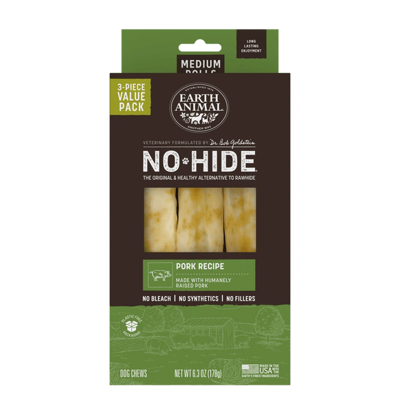 Earth Animal No-Hide Pork Recipe Dog Treats - Medium - Rolls / 3-count - Dog Treats 7