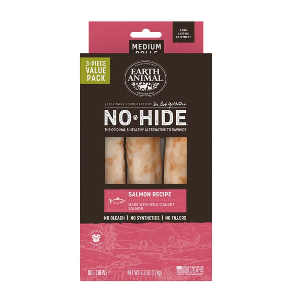 Earth Animal No-Hide Salmon Recipe Dog Treats - Medium - Rolls / 3-count - Dog Treats 6