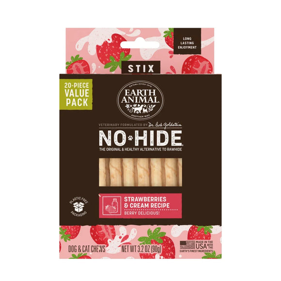 Earth Animal No-Hide Strawberries & Cream Recipe Dog Treats - X-Small - Stix / 20-count - Dog Treats 1