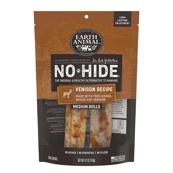 Earth Animal No-Hide Venison Recipe Dog Treats - Medium - Rolls / 2-count - Dog Treats 6