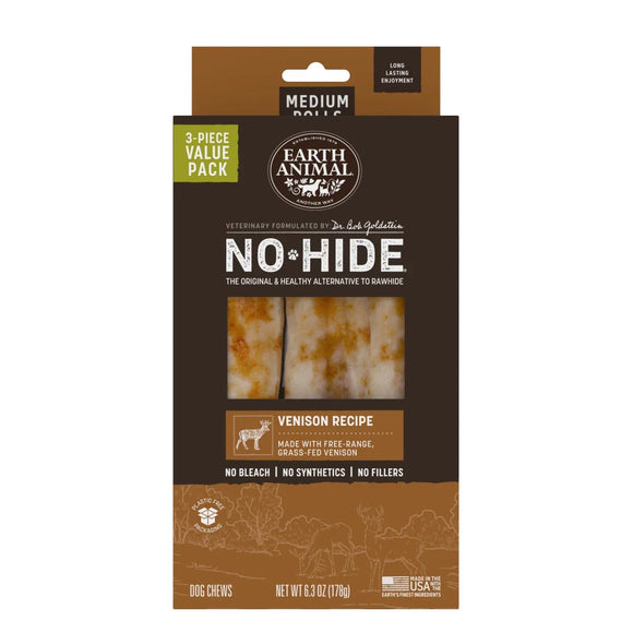 Earth Animal No-Hide Venison Recipe Dog Treats - Medium - Rolls / 3-count - Dog Treats 7