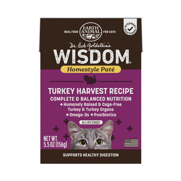 Earth Animal Wisdom Homestyle Pate Wet Cat Food 5.5-oz case of 12 - Turkey - Cat Food 4