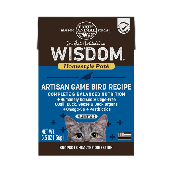Earth Animal Wisdom Homestyle Pate Wet Cat Food 5.5-oz case of 12 - Artisan Game Bird - Cat Food 2