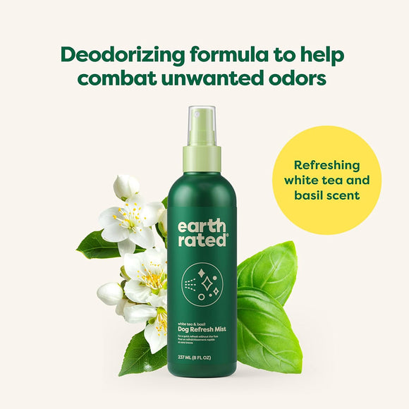 Earth Rated Deodorizing Spray Conditioning & Odor-Eliminating White Tea & Basil Refresh Mist for Dogs (8 oz)