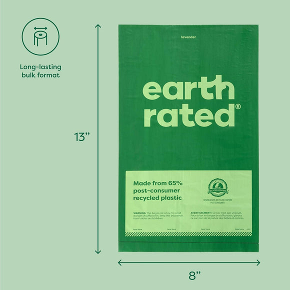 Earth Rated Dog Poop Bags Grab & Go Single Roll -Unscented (300 Bags)