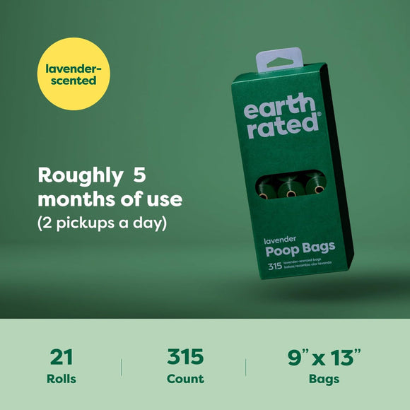 Earth Rated Dog Poop Bags Refill Rolls- Lavender Scented
