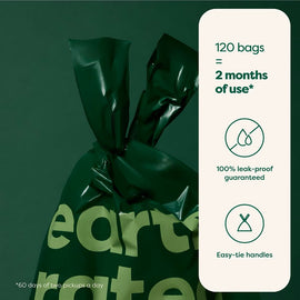 Earth Rated Dog Poop Bags with Handles- Unscented -120 Handle Bags