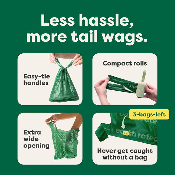 Earth Rated Dog Poop Bags with Handles- Unscented -120 Handle Bags