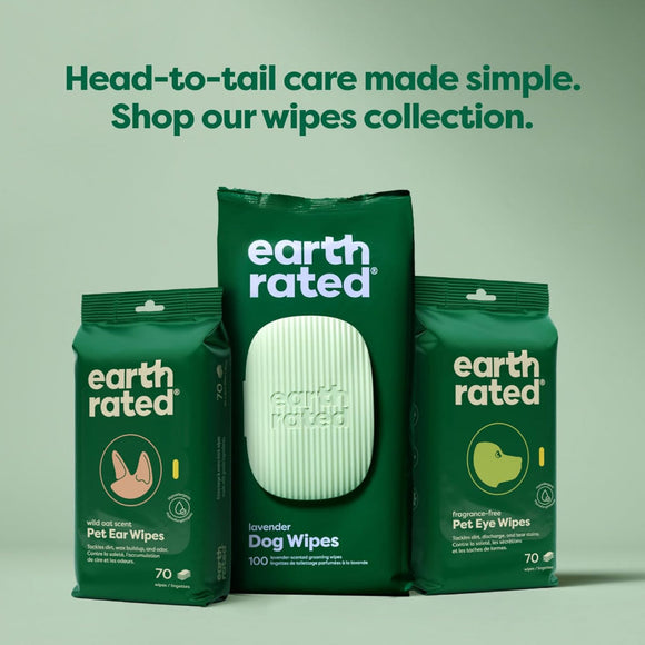 Earth Rated Hypoallergenic Dog Grooming Wipes -Lavender Scented (100 count)