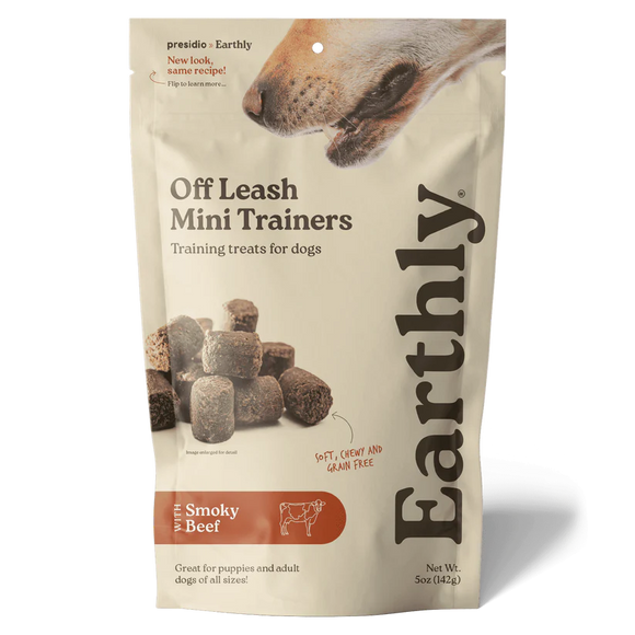 Earthly Off Leash Mini Trainers Smokey Beef Recipe Dog Treats (5 oz) - Soft & Chewy Dog Treats 1
