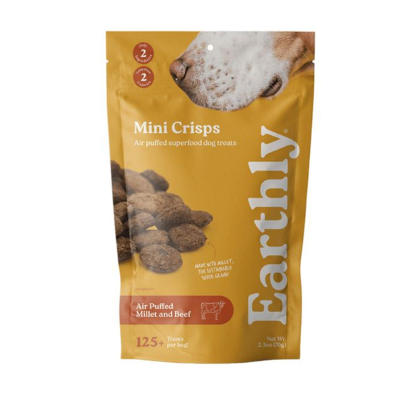 Earthly Pet Mini Crisps Air Puffed Millet & Beef Dog Treats (2.5 oz) - Dog Treat 1