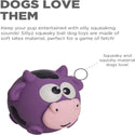 Outward Hound Sillyz Cow Latex Rubber Squeaky Ball Fetch Toy For Dog Purple