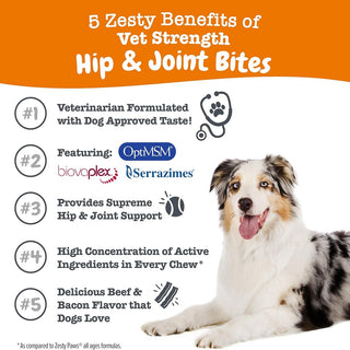 Zesty Paws Vet Mobility Bites Beef & Bacon Flavor Supplement For Dogs (90 ct)