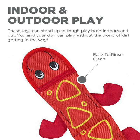 Outward Hound Fire Biterz Lizard 3 Squeaker Red Dog Toy (Large)