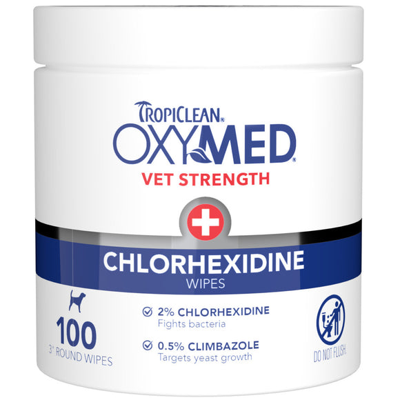 Tropiclean OxyMed Chlorhexidine Dog Wipes, 100 count