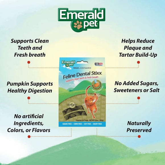Emerald Pet Feline Dental Stixx with Tuna & Pumpkin Dental Cat Treats (3.6 oz) - Cat Dental Chews & Treats 3