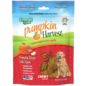 Emerald Pet Pumpkin Harvest Oven Baked with Apple Chewy Dog Treats, 6-oz