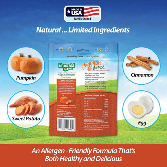 Emerald Pet Pumpkin Harvest Oven Baked with Sweet Potato Chewy Dog Treats 6-oz - Dog Treats 4
