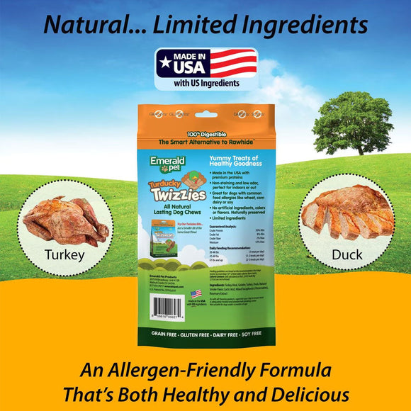 Emerald Pet Turducky Twizzies Grain-Free Dog Treats 6 count - Dog Treats 9