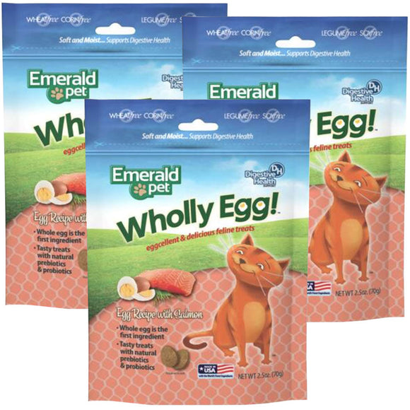 Emerald Pet Wholly Egg Recipe with Salmon Cat Treats 2.5-oz - 3-pack - Cat Treats 6