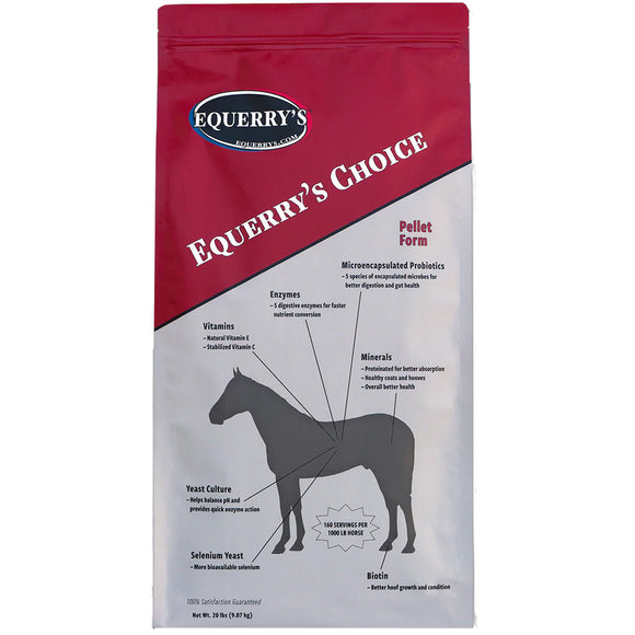 Package of Equerry's Choice horse feed on a white background