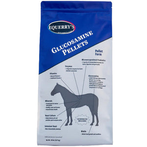 Package of Equerry's Glucosamine Pellets for horses on a white background